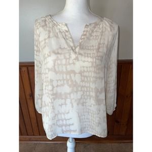 NWOT Womens Cynthia Rowley Light Chiffon Peasant‎ Blouse Ivory Beige S